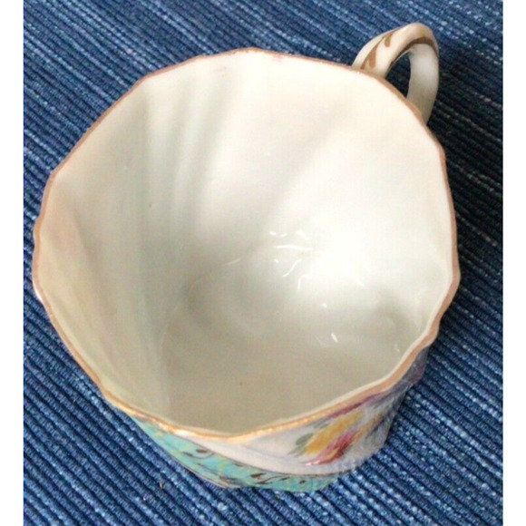 Vintage Unmarked Nippon Style Floral Flowers Cup Gold ~876A - Picture 6 of 7